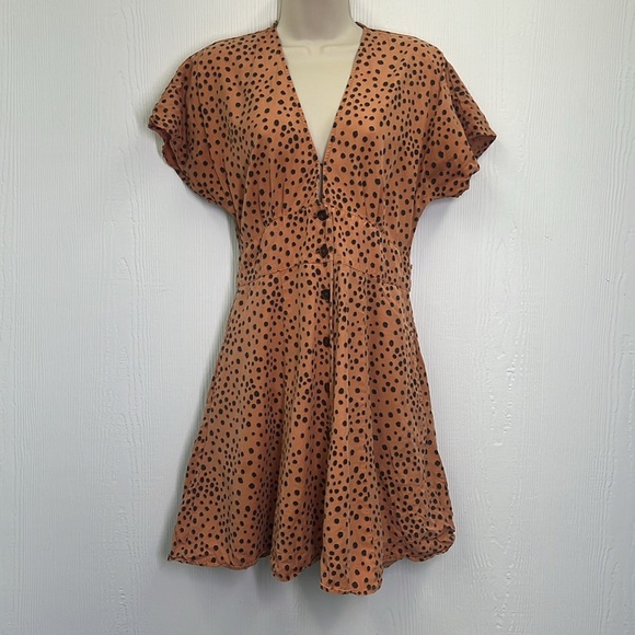 Marine Layer - Camila Abstract Cheetah Print Button Down Mini Dress Size Medium - Picture 4 of 13